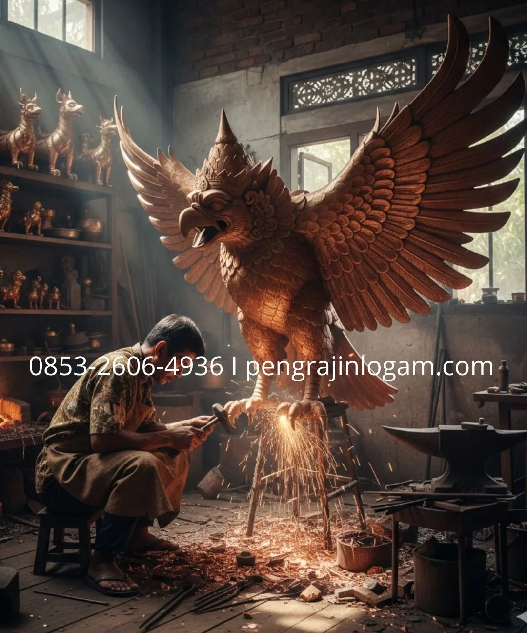 Pengrajin patung garuda tembaga