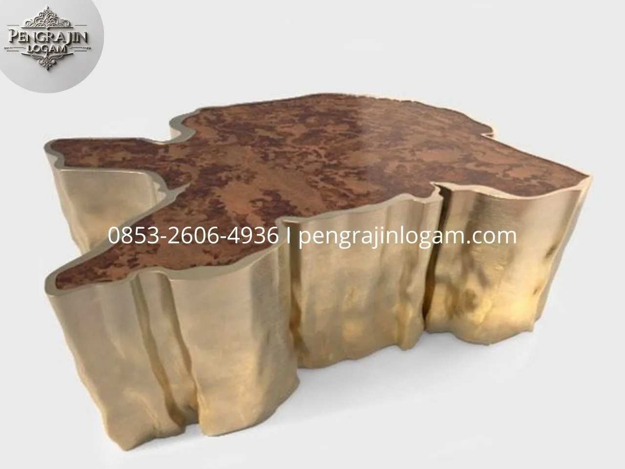 Meja Tembaga Kombinasi Kayu