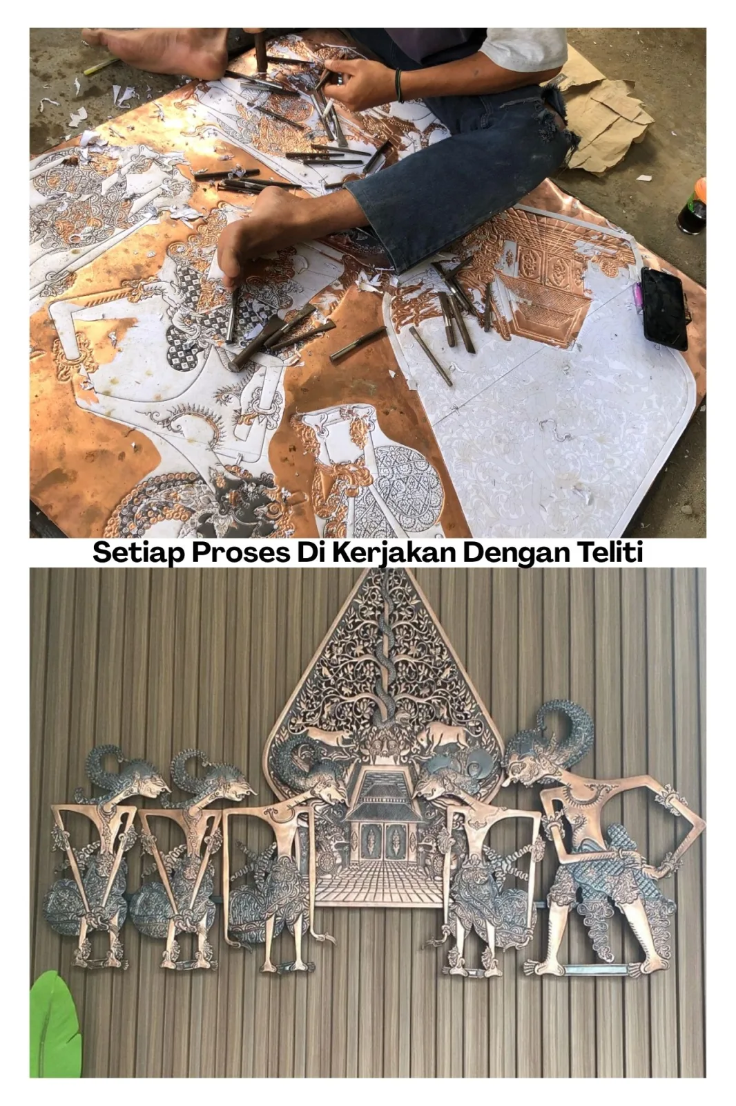 Proses Ukira Gunungan wayang tembaga