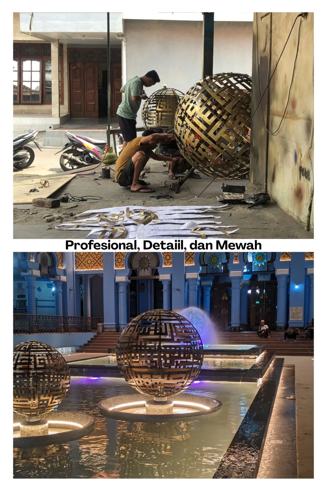 Proses Pembuatan Kerajinan Tembaga Untuk Proyek Masjid Agung Tuban