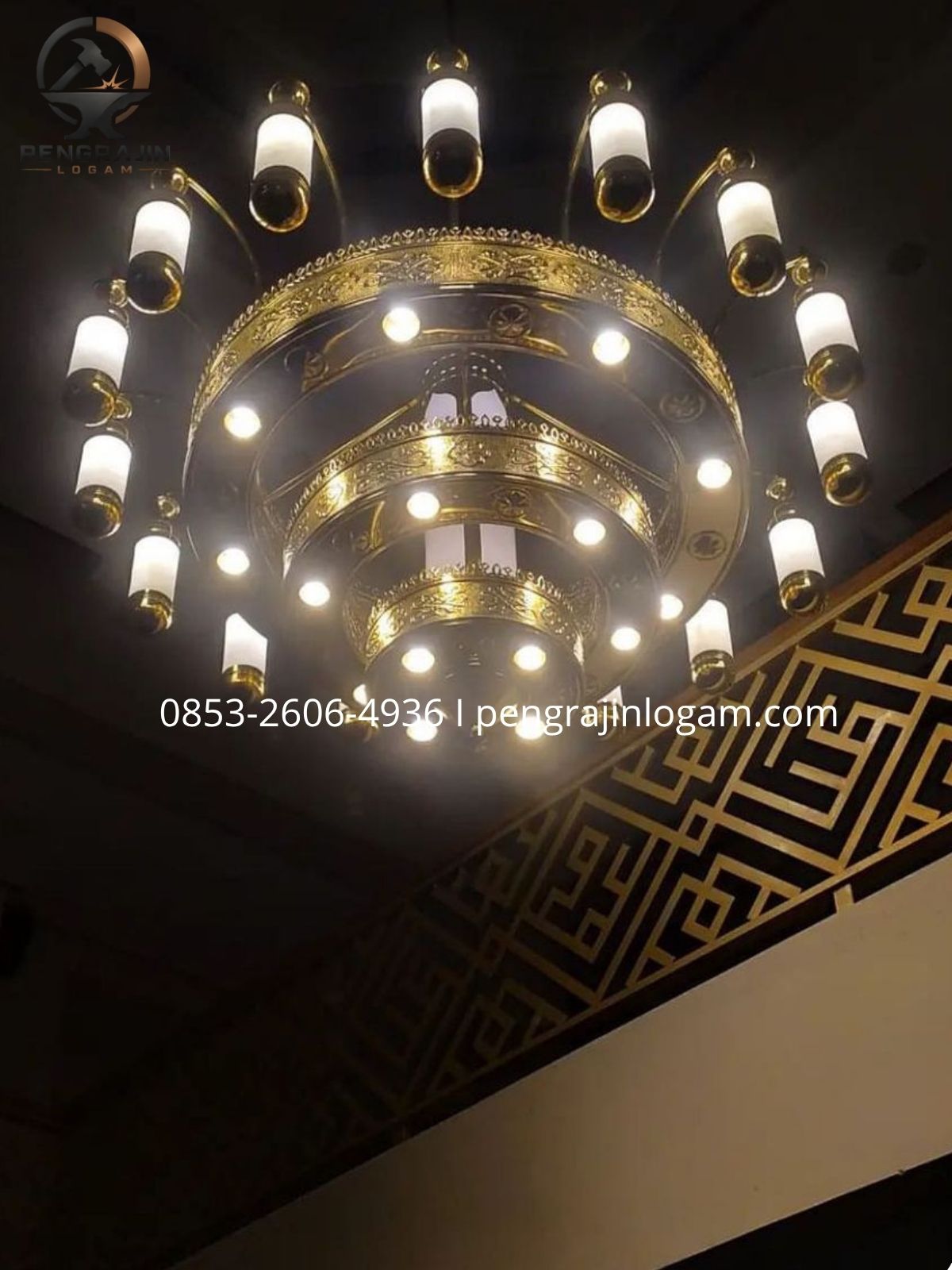 Lampu gantung nabawi kuningan premium